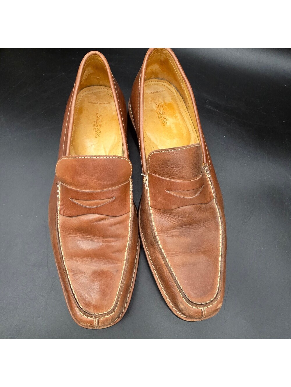 Tasso Elba Chatham Leather Penny Loafers Mens Size 9.5 N Narrow Made in Brazil